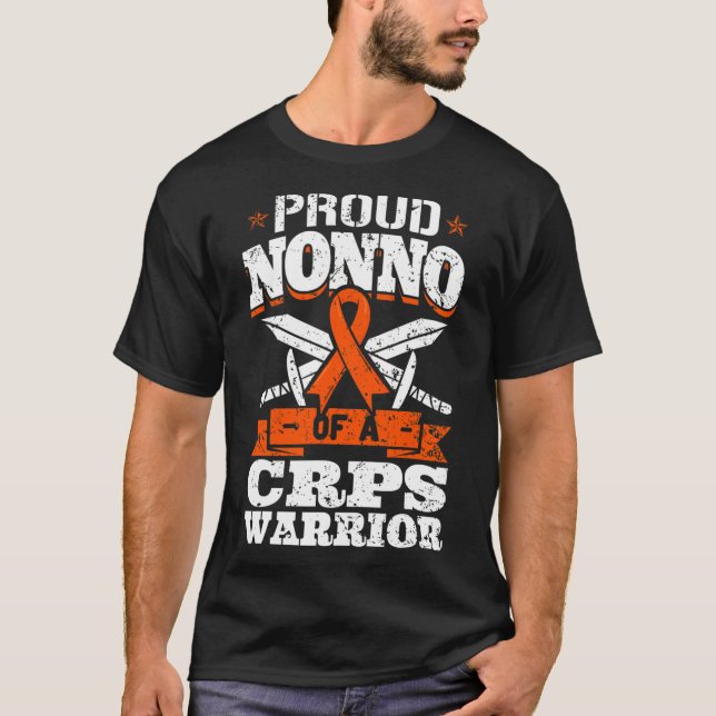 Proud Nonno Of A CRPS Warrior RSD Awareness Ribbon T-Shirt (Front)