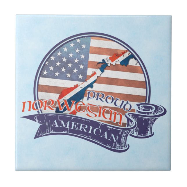 Proud Norwegian American Ceramic Tile (Front)