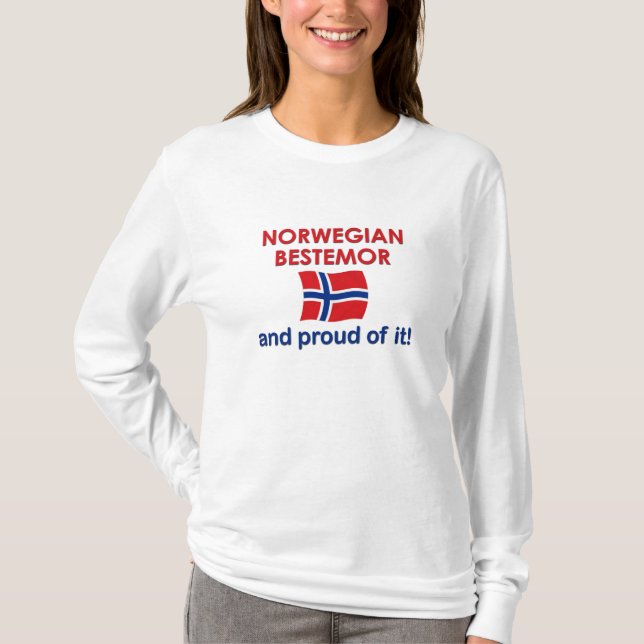 Proud Norwegian Bestemor (Grandmother) T-Shirt (Front)