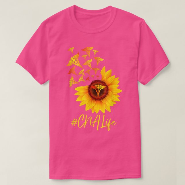 Proud Nurse CNA Colourful Sunflower CNA Nurse Life T-Shirt (Design Front)