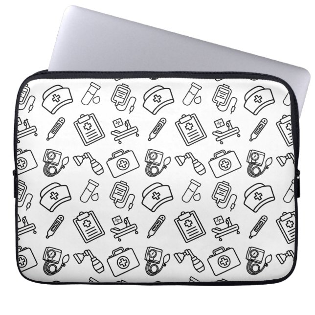Proud Nurse Icon Pattern Laptop Sleeve (Front)