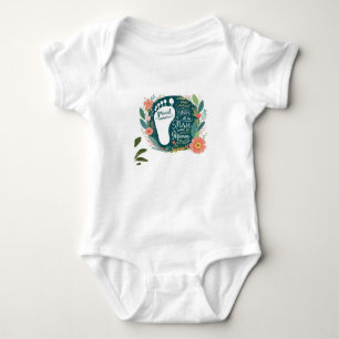 Proud Nurse Mama – Floral Baby Footprint Design Bodysuit