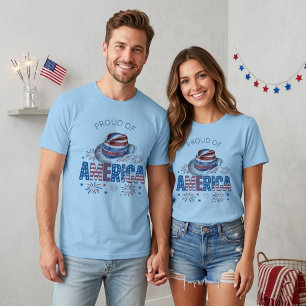 Proud Of America Stars Stripes Hat and Firecracker T-Shirt