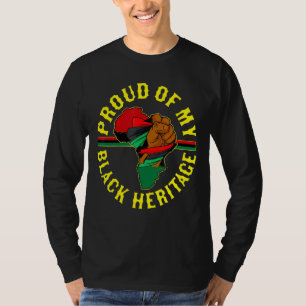 Proud Of My Black Heritage Africa Map Kwanzaa Pan  T-Shirt