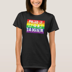 Proud Of My Gay Daughter Gay Pride Rainbow Word T-Shirt