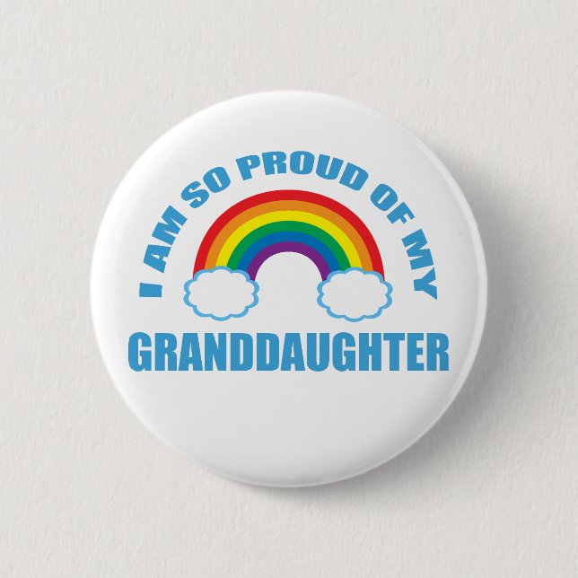 Proud of My Granddaughter Rainbow Grandparents 6 Cm Round Badge (Front)