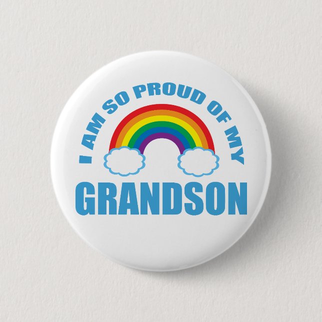 Proud of My Grandson Rainbow Grandparents 6 Cm Round Badge (Front)