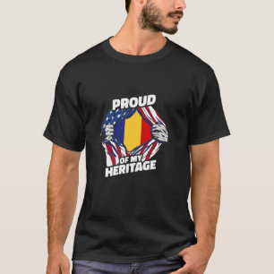 Proud of My Heritage - Patriotic Romanian American T-Shirt