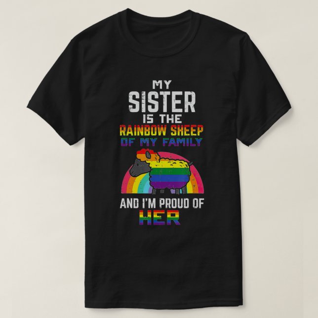 Proud Of My Sister Rainbow Sheep Gay Pride Ally LG T-Shirt (Design Front)