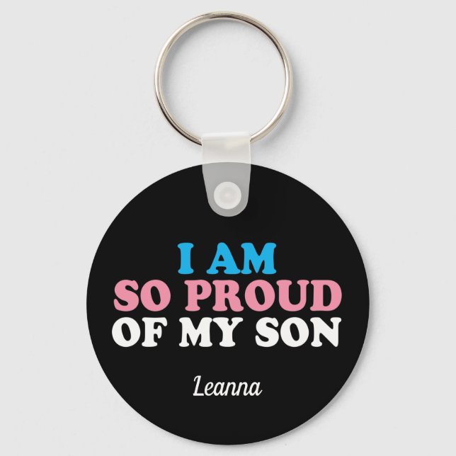 Proud of My Transgender Son Mum Dad Monogram Key Ring (Front)