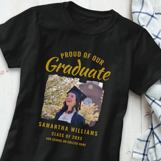 Proud Of Our Graduate 2026 Photo Graduation Black T-Shirt (Creator Uploaded)