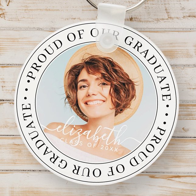 Proud of our Graduate 20XX Modern Graduation Photo Key Ring (Creator Uploaded)