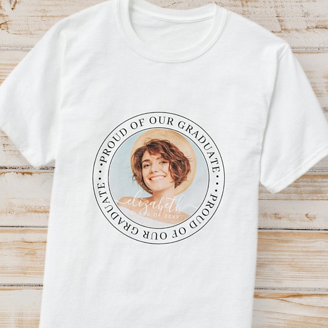 Proud of our Graduate 20XX Modern Graduation Photo T-Shirt (Creator Uploaded)