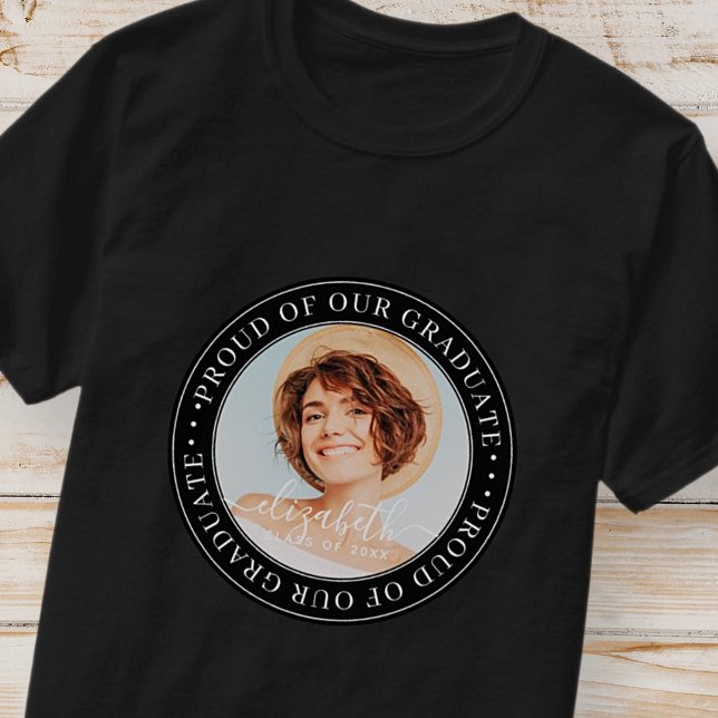Proud of our Graduate 20XX Modern Graduation Photo T-Shirt (Creator Uploaded)