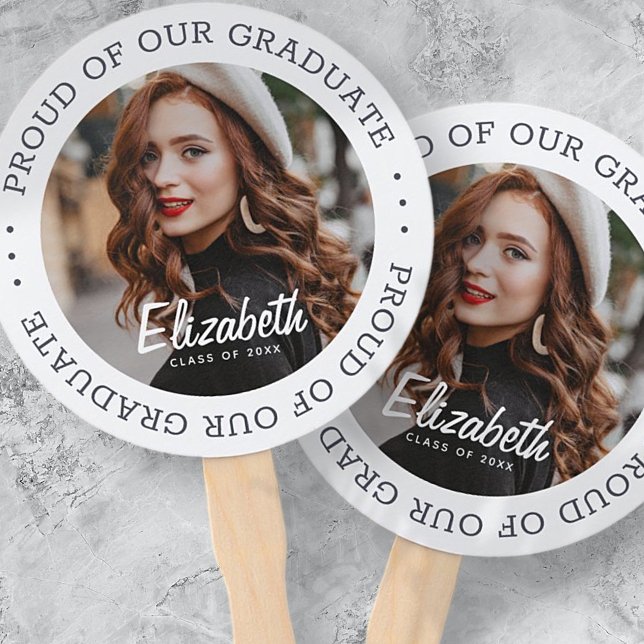 Proud of our Graduate 20XX Simple Graduation Photo Hand Fan (Creator Uploaded)