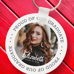Proud of our Graduate 20XX Simple Graduation Photo Key Ring