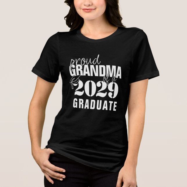 Proud of Our Graduate | Grandma with Cap and Year Tri-Blend Shirt (Front)