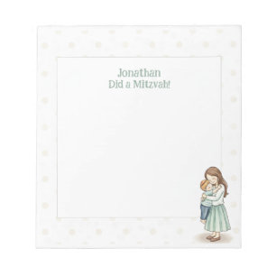 Proud of You! Mum & Son Hug Personalised Mitzvah Notepad