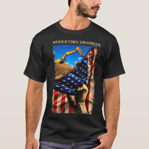Proud Operating Engineer American Flag Love Job T-Shirt