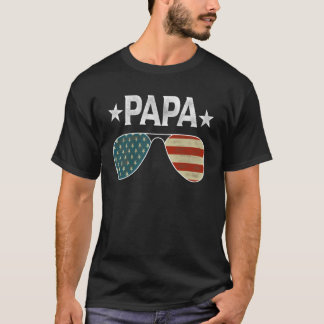 Proud Papa Fathers Day American Flag Sunglasses 4t T-Shirt