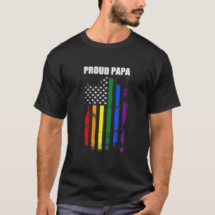 Proud Papa Grandpa Dad Lgbt Pride Rainbow Flag T-Shirt