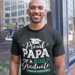 Proud Papa of a 2023 graduate family matching T-Shirt<br><div class="desc">Celebrate your son's or daughter's graduation with this modern t-shirt featuring a "Proud PAPA of a 2023 Graduate" typography in white and green; easily customise this t-shirt with the graduation year and the name of the graduate by editing the template fields.</div>