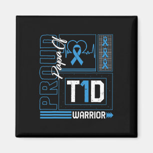 Proud Papa Of T1d Warrior Ribbon Diabetes Awarenes Magnet