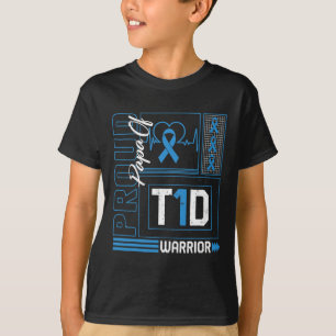 Proud Papa Of T1d Warrior Ribbon Diabetes Awarenes T-Shirt