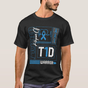 Proud Papa Of T1d Warrior Ribbon Diabetes Awarenes T-Shirt
