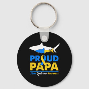Proud Papa Shark Down Syndrome Awareness Day Ribbo Key Ring