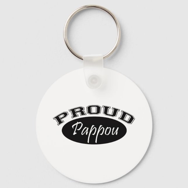 Proud Pappou (Black) Key Ring (Front)
