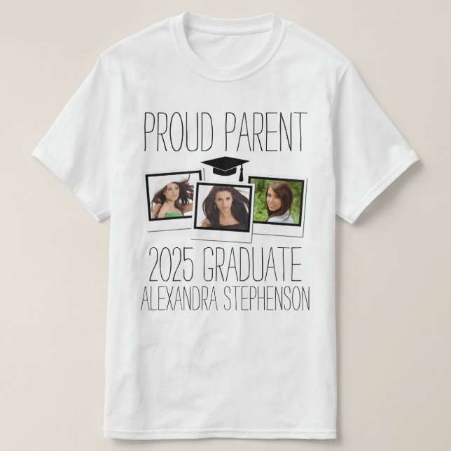 Proud Parent 2025 Graduate Graduation Photo T-Shirt (Design Front)