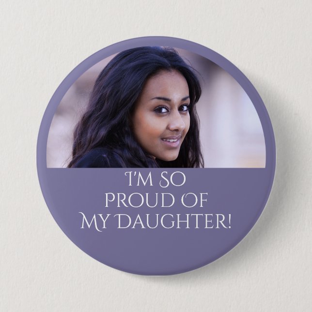 Proud Parent Graduation Daughter Photo Purple 7.5 Cm Round Badge (Front)
