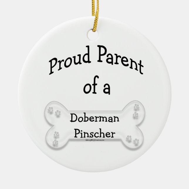 Proud Parent of a Doberman Pinscher Keychain Ceramic Tree Decoration (Front)