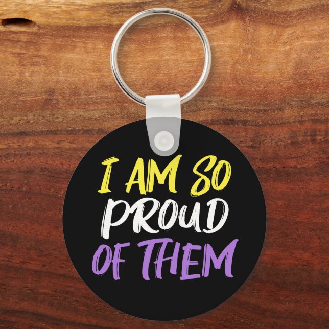 Proud Parent of Nonbinary Child Mum or Dad Key Ring (Front)