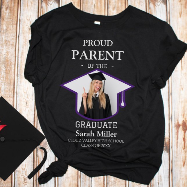 Proud Parent of the Graduate With a Photo & Name T-Shirt (Creator Uploaded)
