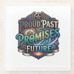 Proud Past Promising Future Patriotic T-Shirt Desi Glass Coaster