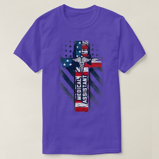 Proud Patriotic American Medical Assistant T-Shirt (Design Front)