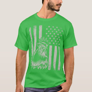 Proud Patriotic Chicken Rooster Farmer Lover Ameri T-Shirt