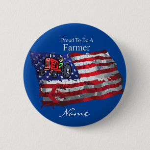 Proud Patriotic Farmer Flag Thunder_Cove 6 Cm Round Badge