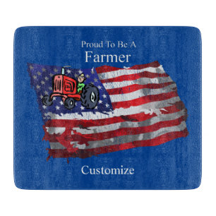 Proud Patriotic Farmer Flag Thunder_Cove Cutting Board