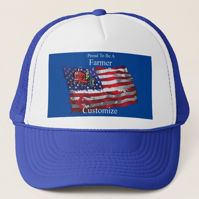 Proud Patriotic Farmer Flag Thunder_Cove Trucker Hat (Front)