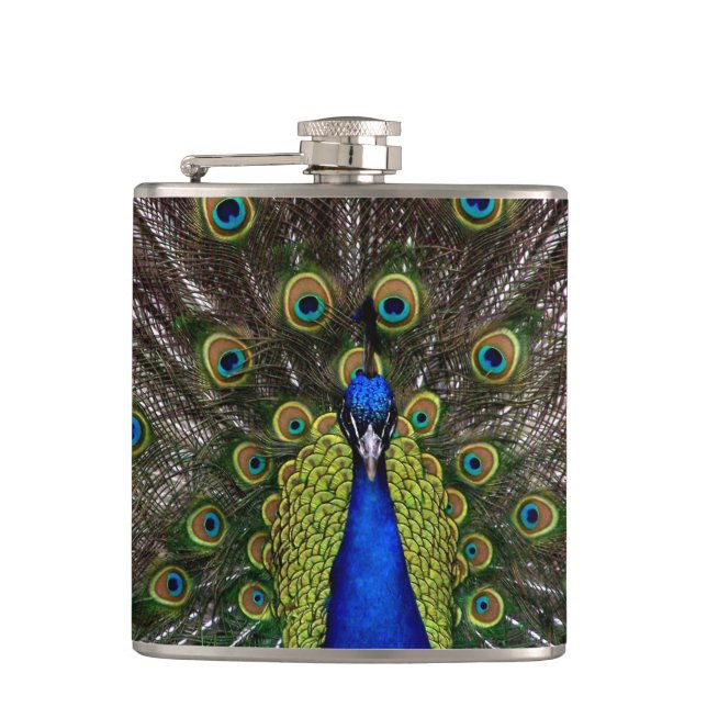 Proud Peacock custom flask (Front)