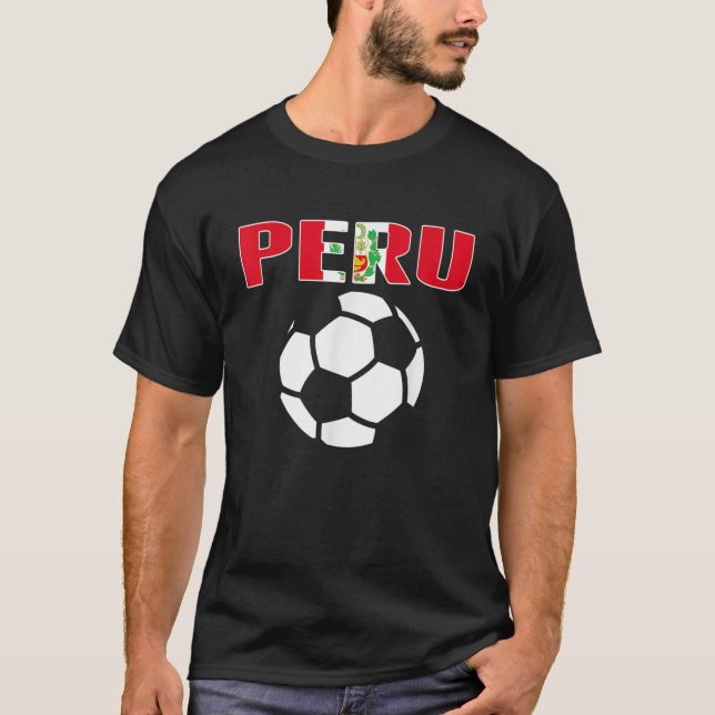 Proud Peru Soccer Fans Jersey Support Peruvian Foo T-Shirt (Front)