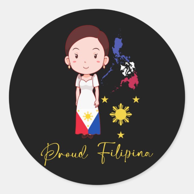 Proud Philippines Woman Filipina Pide Pinay Girl Classic Round Sticker (Front)