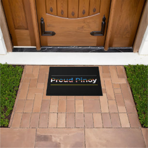 Proud Pinoy - Filipino Flag Word Art Lettering Doormat