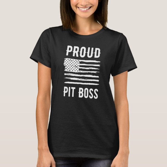 Proud Pit Boss Profession American Flag Premium T-Shirt (Front)