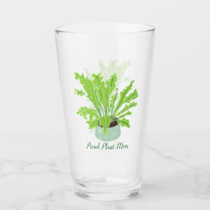 Proud Plant Mom - bird's nest fern on white. Glass