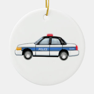 Proud Police Car Ceramic Tree Decoration