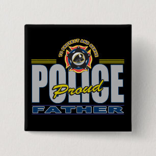 Proud Police Father 15 Cm Square Badge